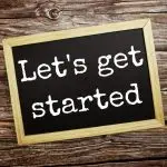 Let’s,Get,Started,Write,On,Blackboard,Top,View,On,Wooden